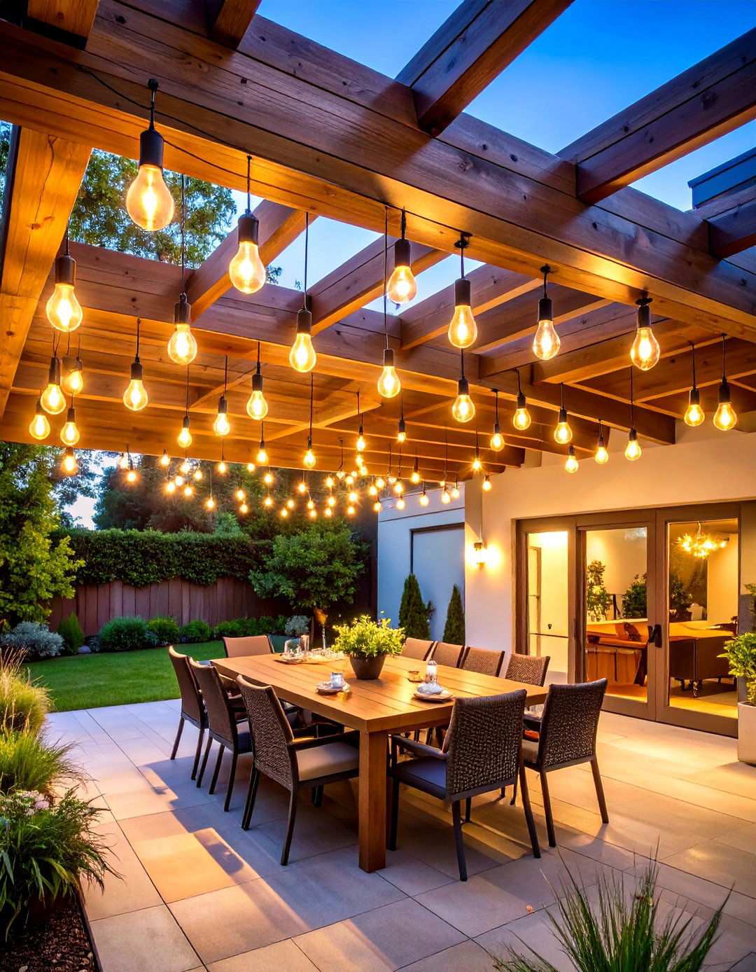 Pergola Overhead String Light Canopy - 24 Patio String Light Ideas