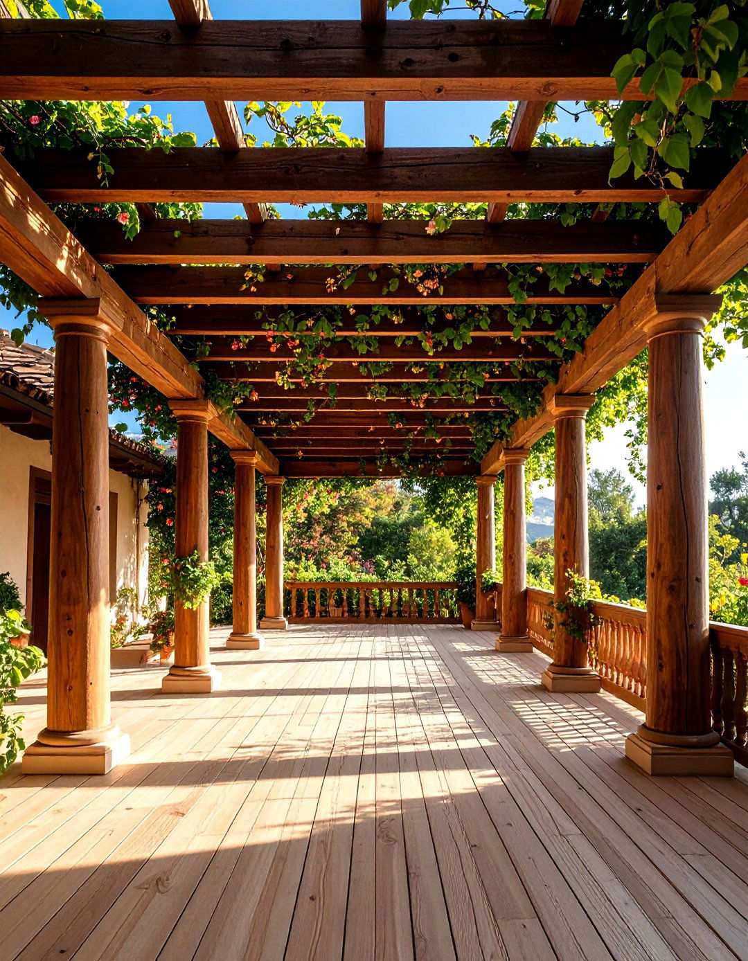 Pergola Overhead Structure - 24 spanish style front porch ideas