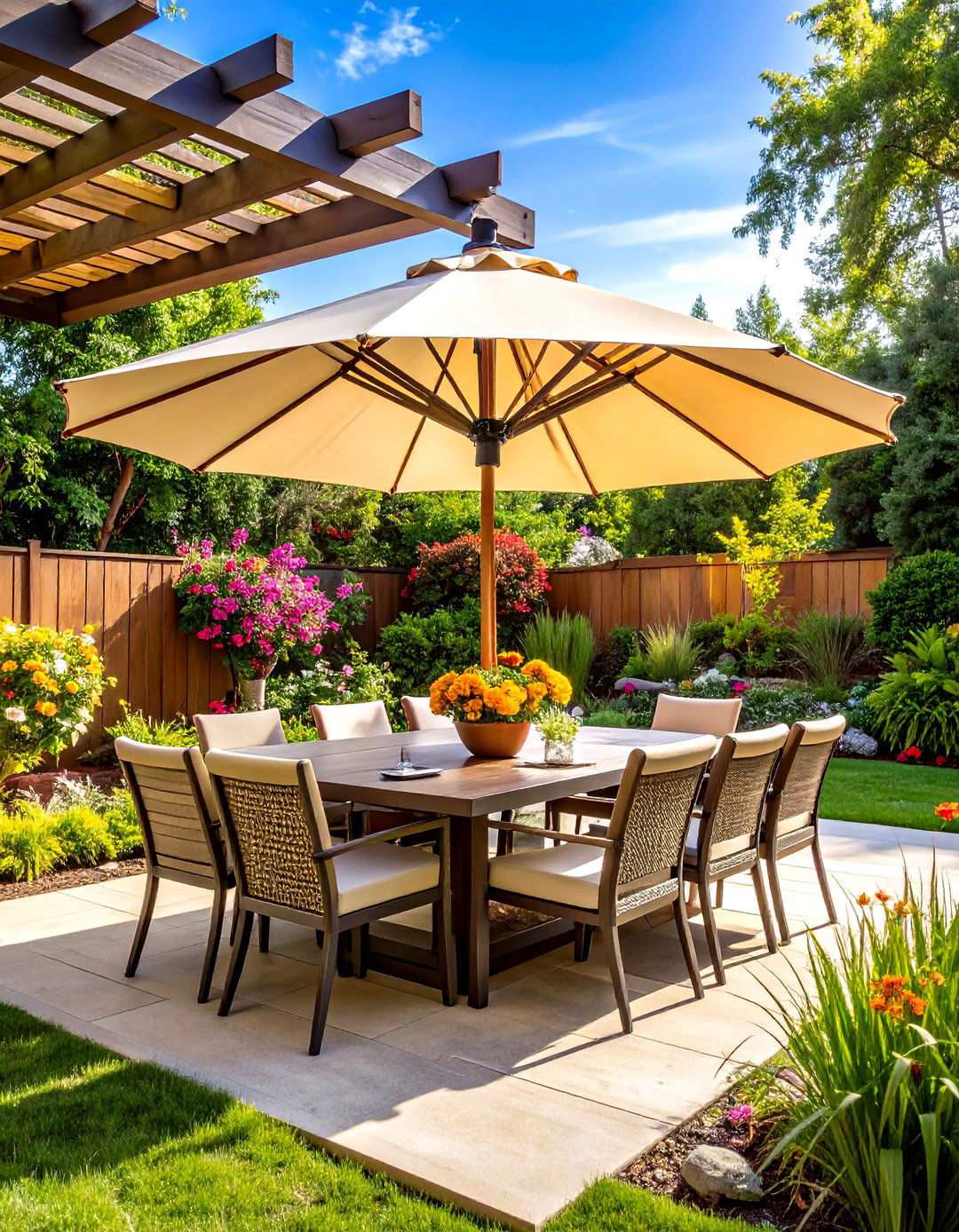 Pergola Umbrella Integration - 24 Pergola Shade Ideas