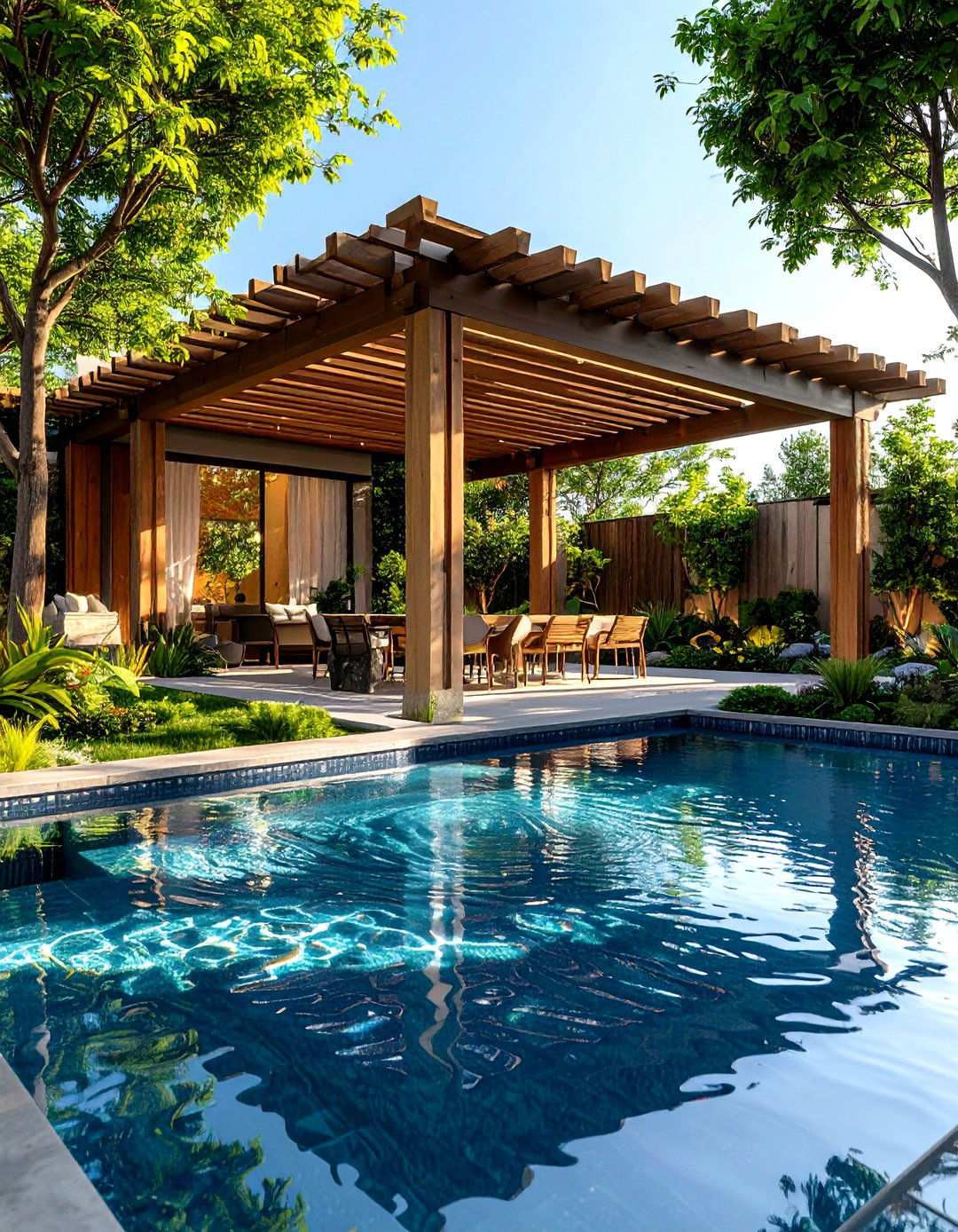 Pergola with Integrated Water Feature - 24 Small Patio Pergola Ideas