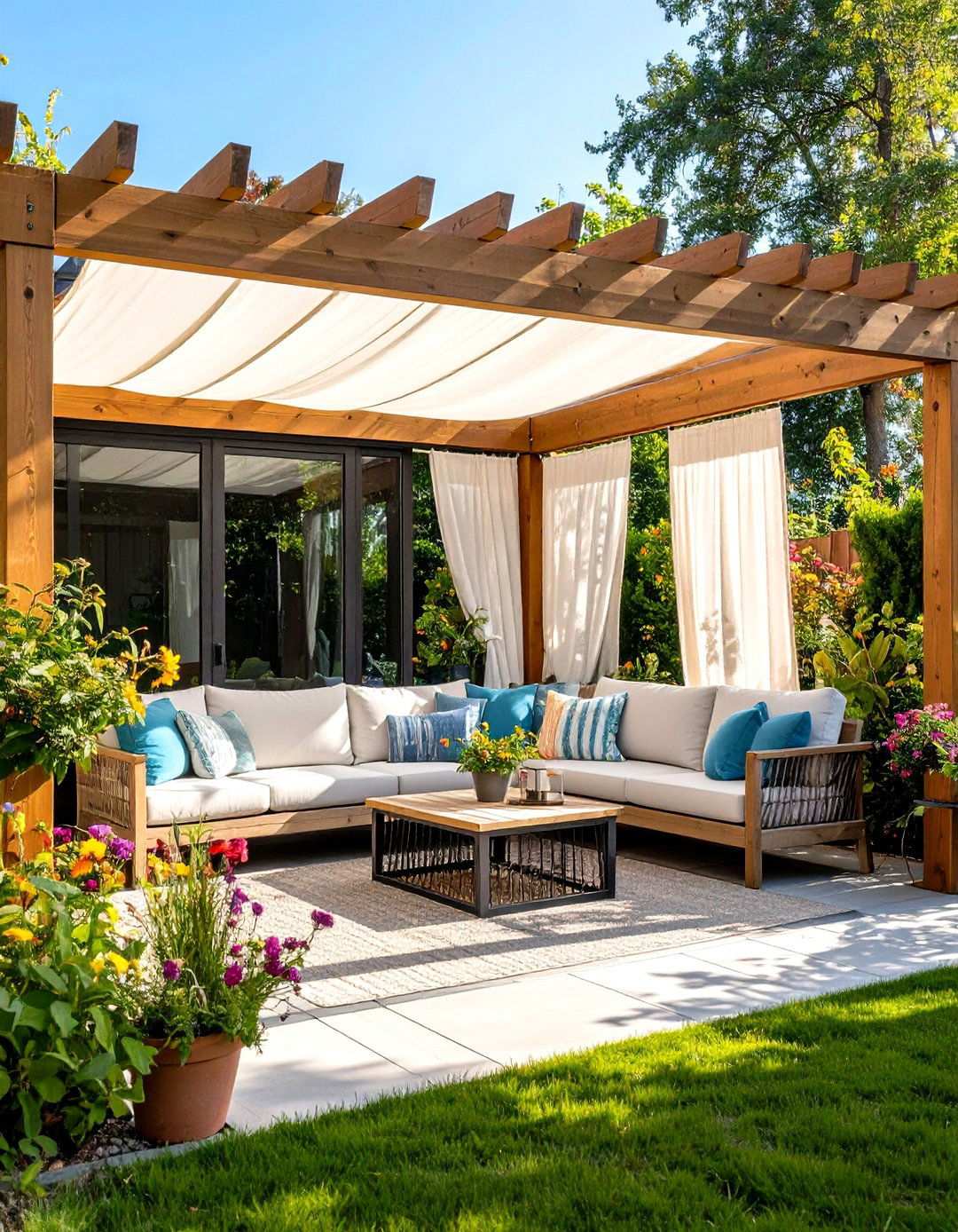 Pergola with Privacy Screens - 24 Small Patio Pergola Ideas