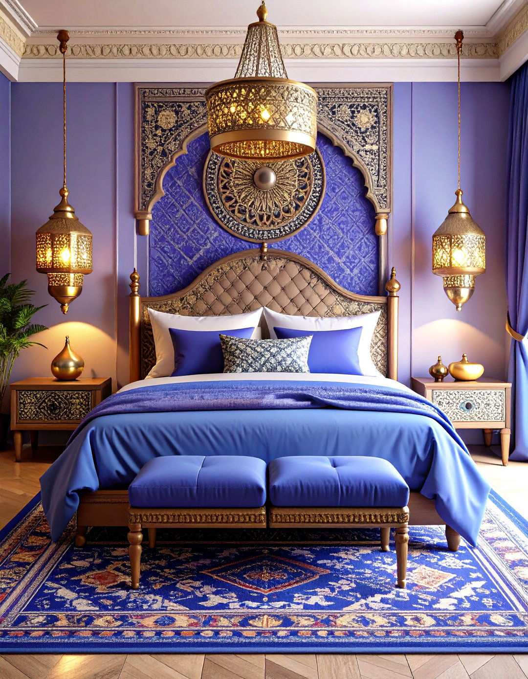 Periwinkle Moroccan Inspired Bedroom - 24 Periwinkle Bedroom Ideas