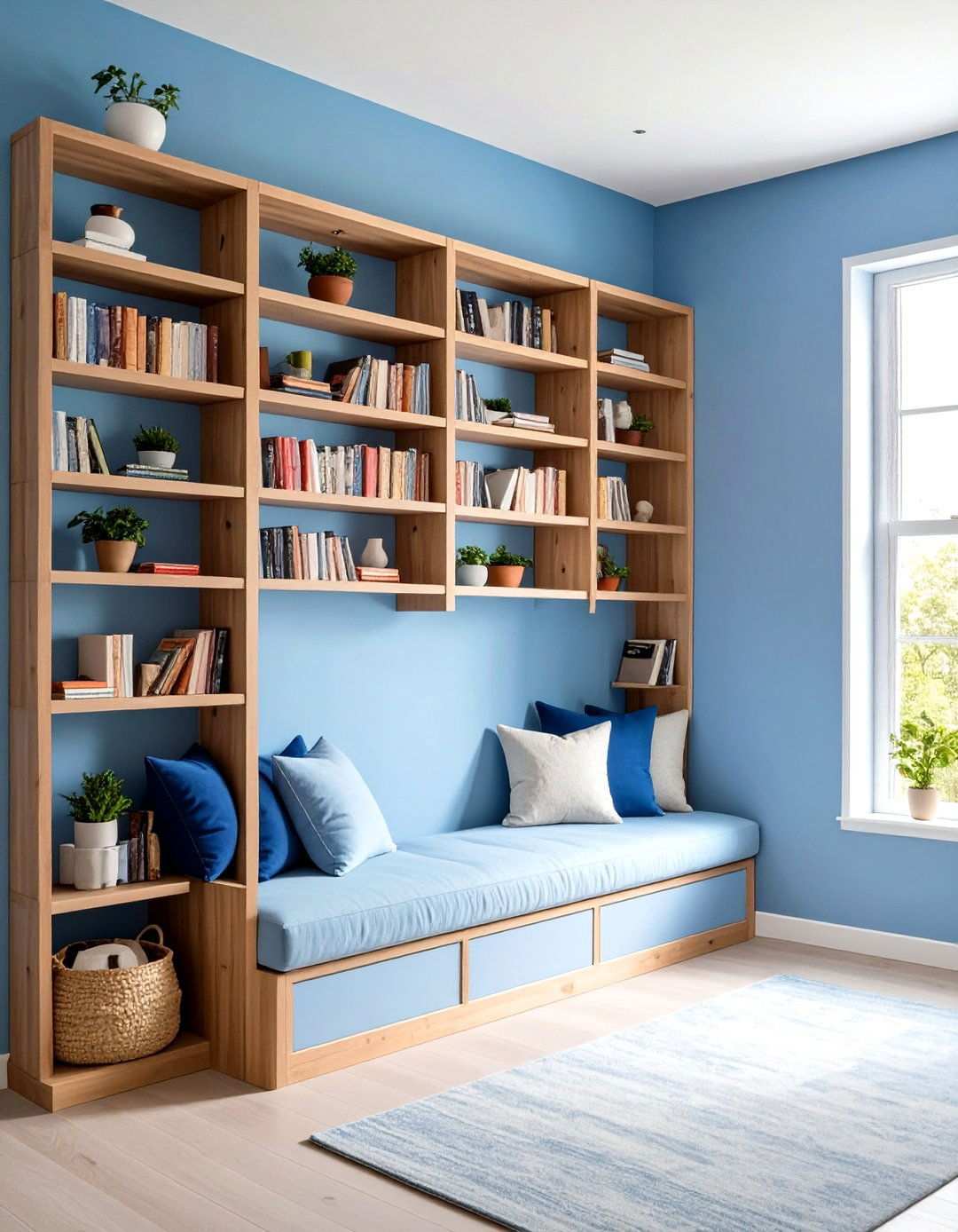 Periwinkle Reading Nook Charm - 24 Monochromatic Color Schemes for Rooms