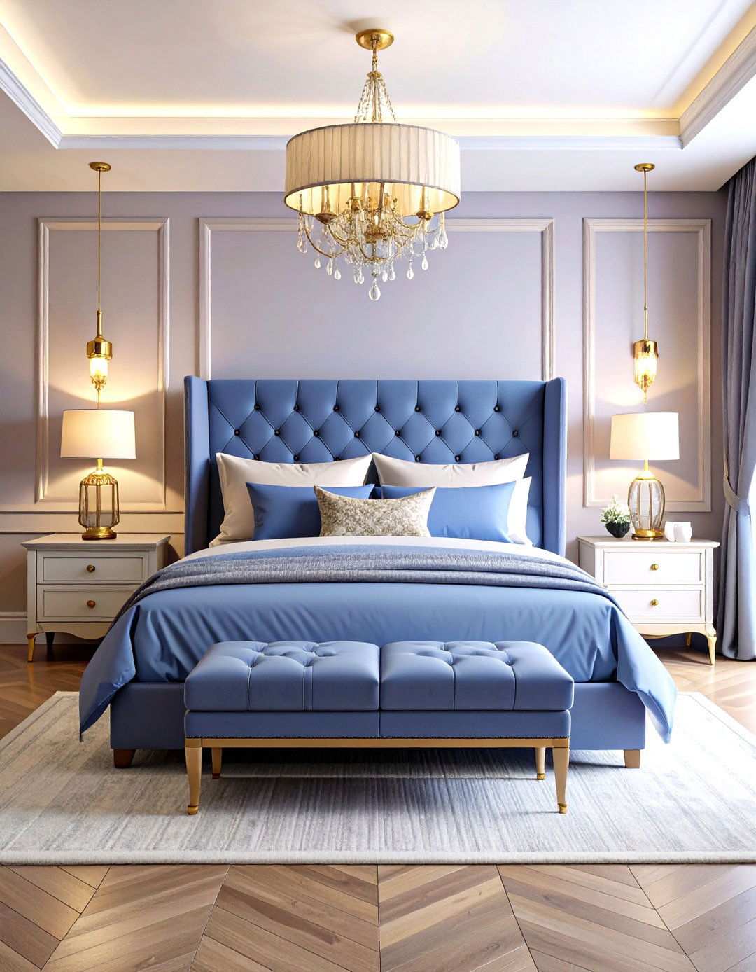Periwinkle Transitional Bedroom Balance - 24 Periwinkle Bedroom Ideas