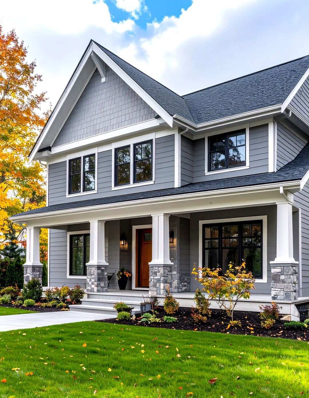 Pewter Gray and Bright White Contemporary Clean - 24 Two-tone Siding Designs