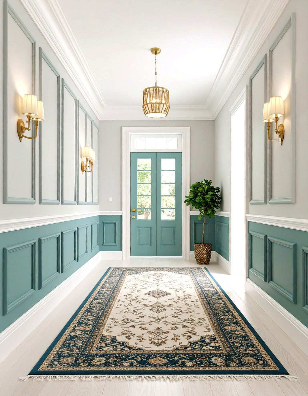 Picture Frame Wainscoting in Elegant Hallways - 24 Wainscoting Ideas