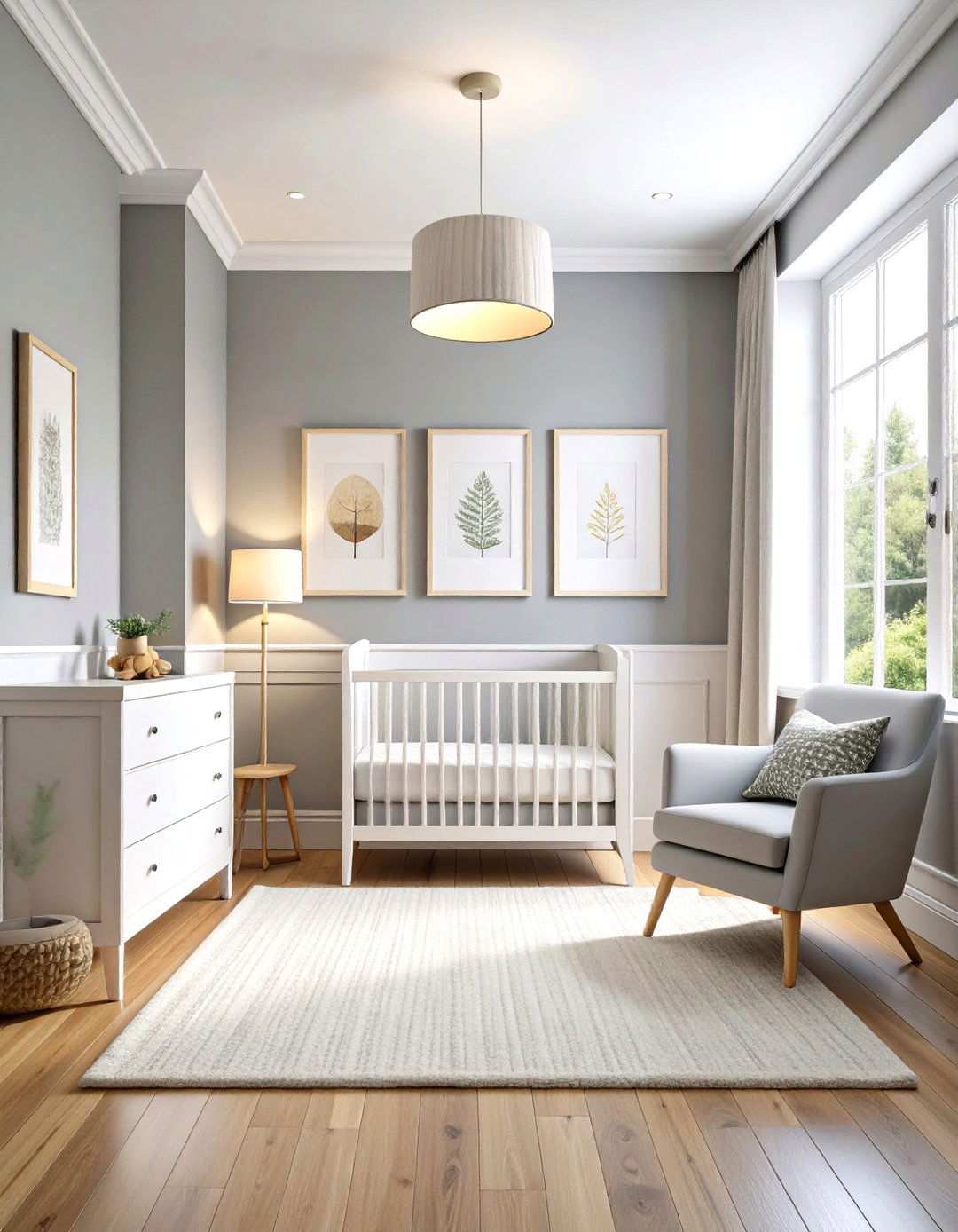 Picture Frame Wainscoting with Artistic Gallery Wall - 24 Wainscoting Nursery Ideas