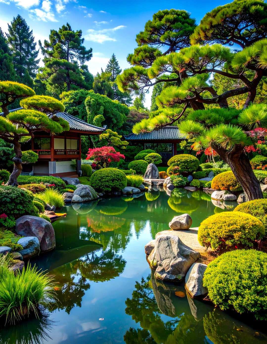 Pine and Water Feature Combination - 24 Pine Tree Landscape Ideas