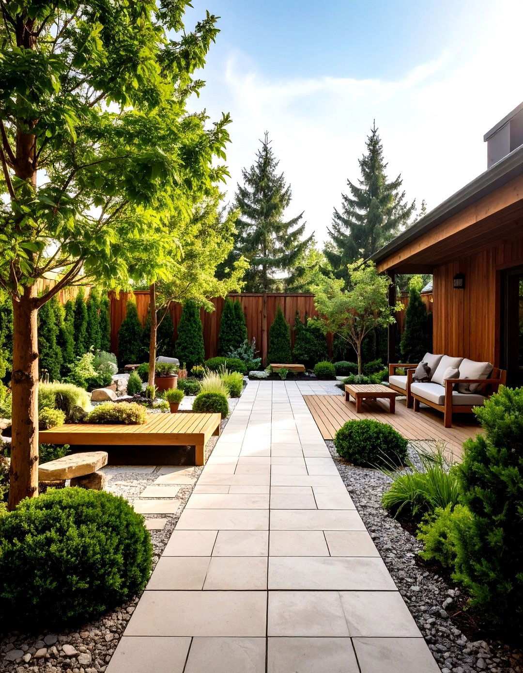 Pine Courtyard Garden Design - 24 Pine Tree Landscape Ideas