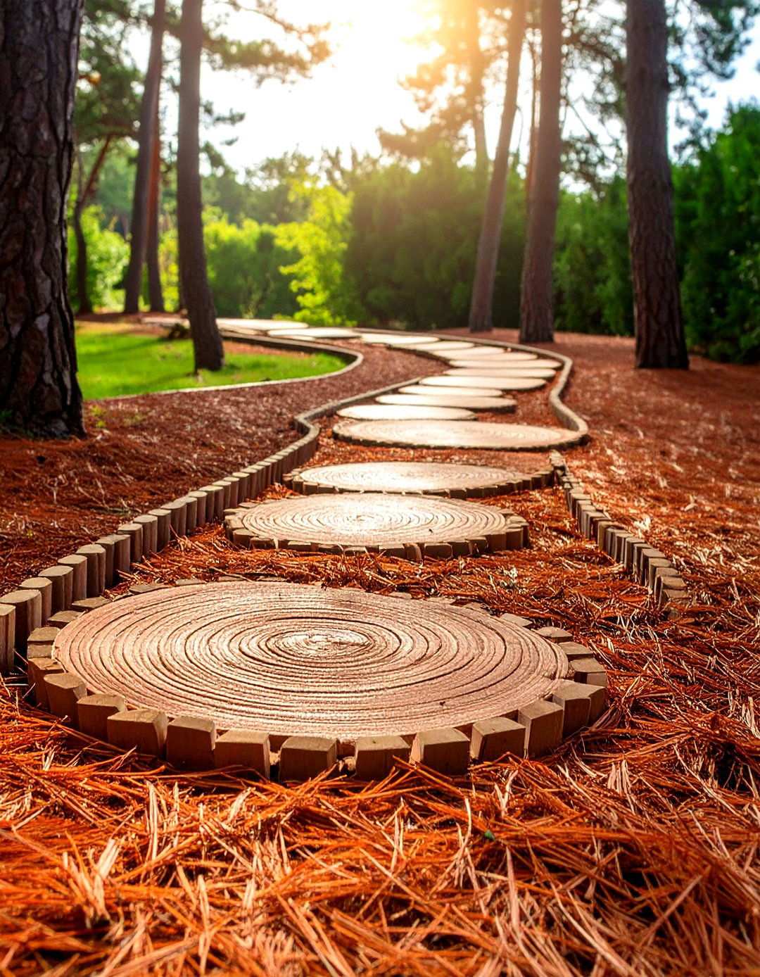 Pine Needle Pathway Systems - 24 Mulch Pathway Ideas
