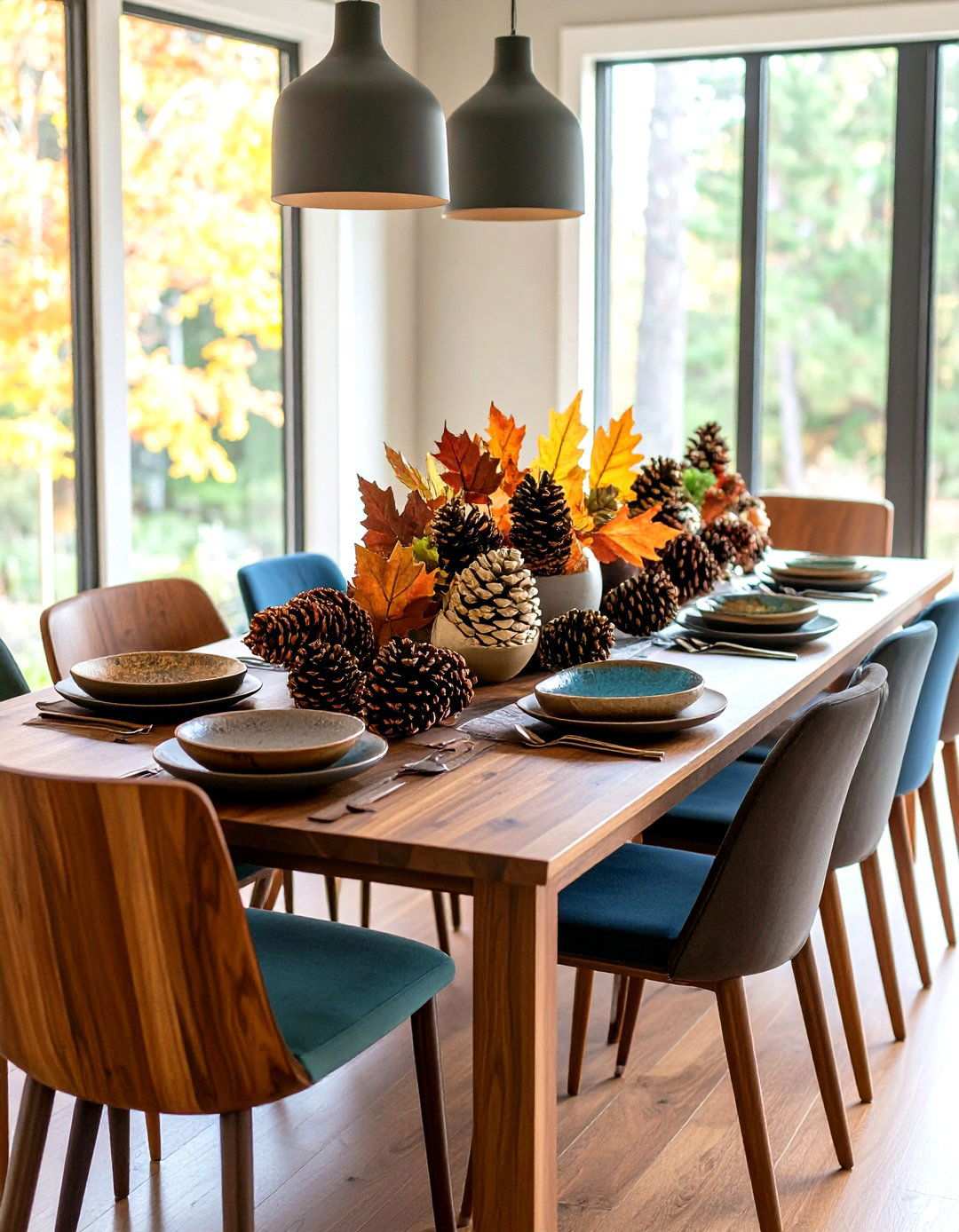 Pinecone Textural Arrangements - 24 thanksgiving table decor ideas
