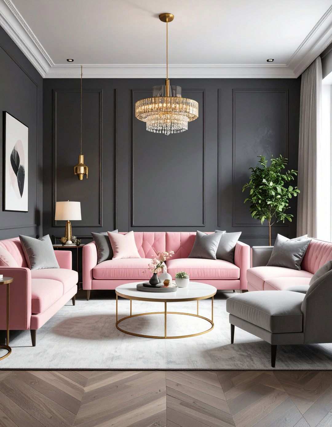 Pink and Grey Modern Sophistication - 24 Pink Living Room Ideas