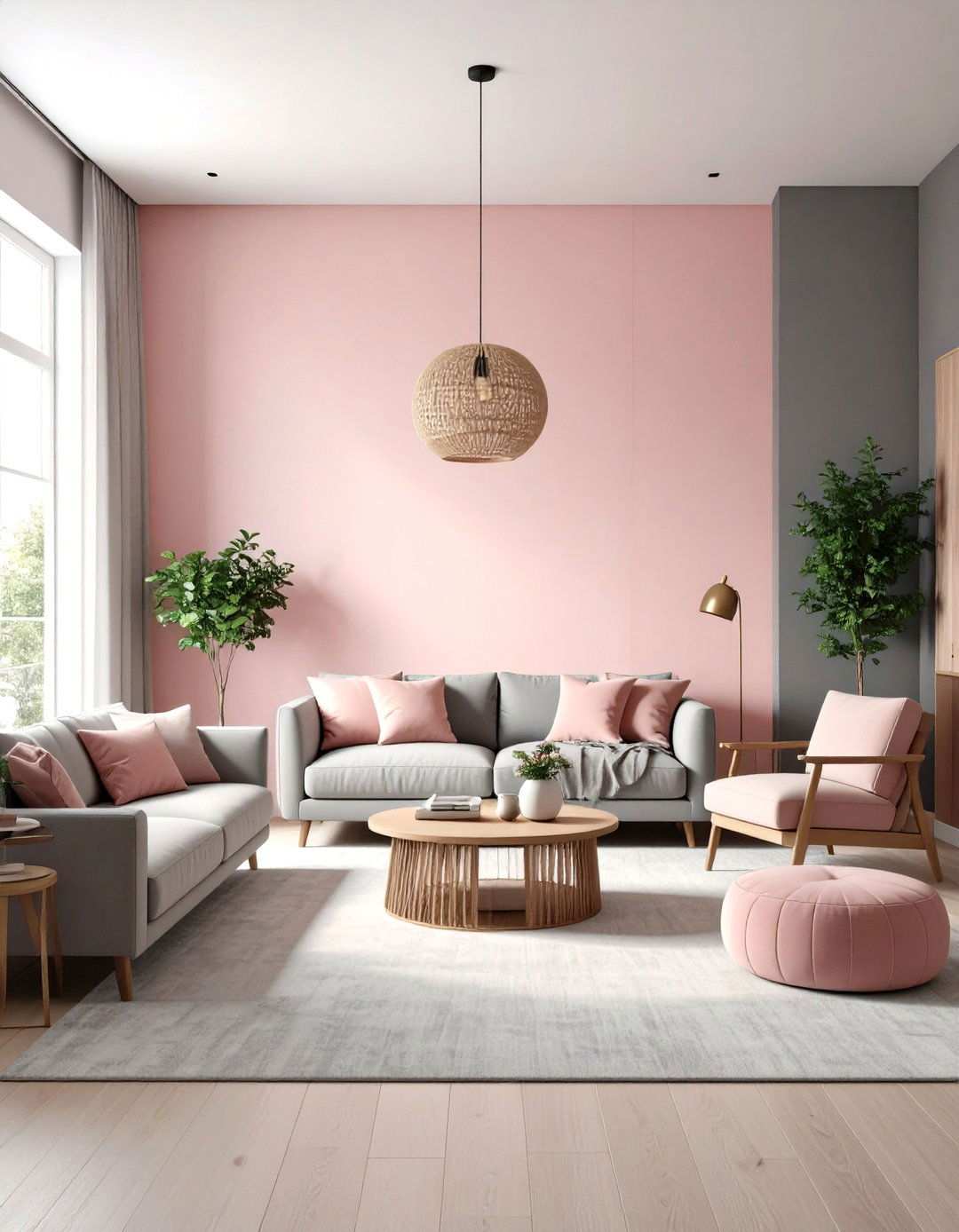 Pink and Grey Ombre Color Gradient Design - 24 Pink and Grey Living Room Ideas