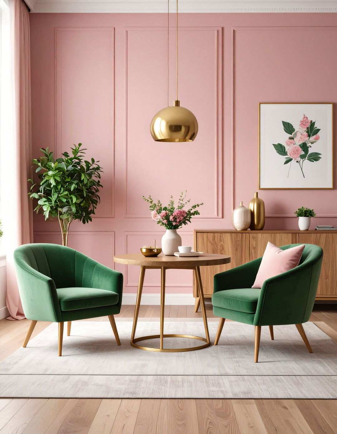 Pink and Sage Green Harmony - 24 Pink Living Room Ideas