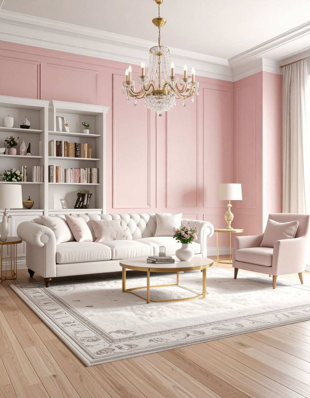 Pink and White Classic Elegance - 24 Pink Living Room Ideas