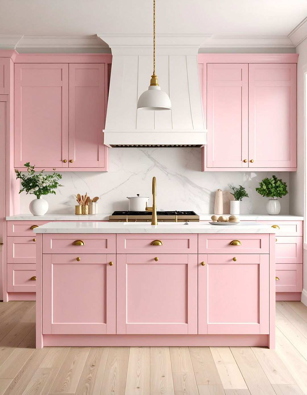 Pink and White Shaker Kitchen - 24 Pink Kitchen Ideas