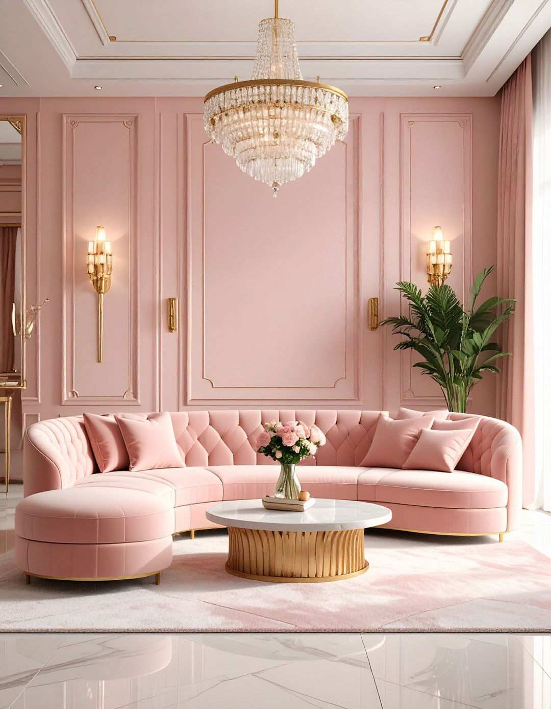 Pink Art Deco Revival Glamour - 24 Pink Living Room Ideas