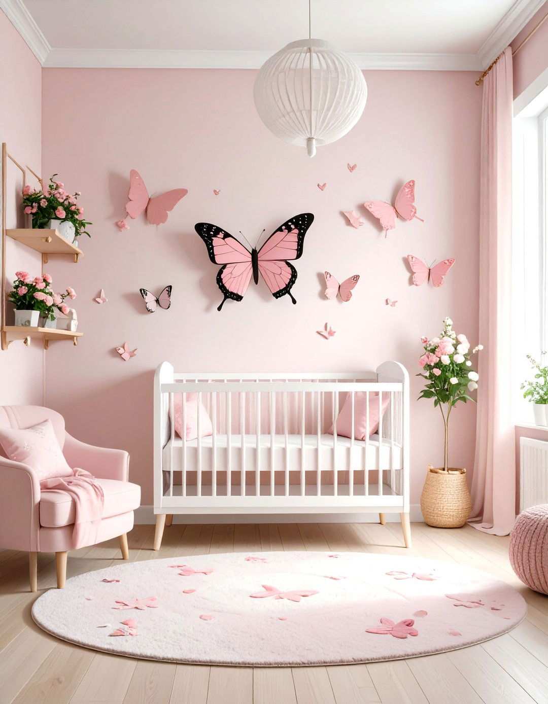 Pink Butterfly Garden Nursery Design - 24 Pink Nursery Ideas