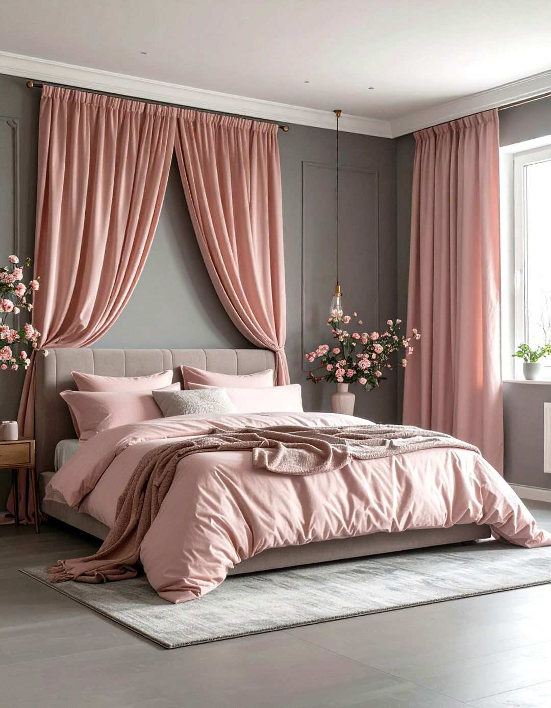 Pink Curtains for Soft Romance - 24 What Color Curtains Go With Gray Walls