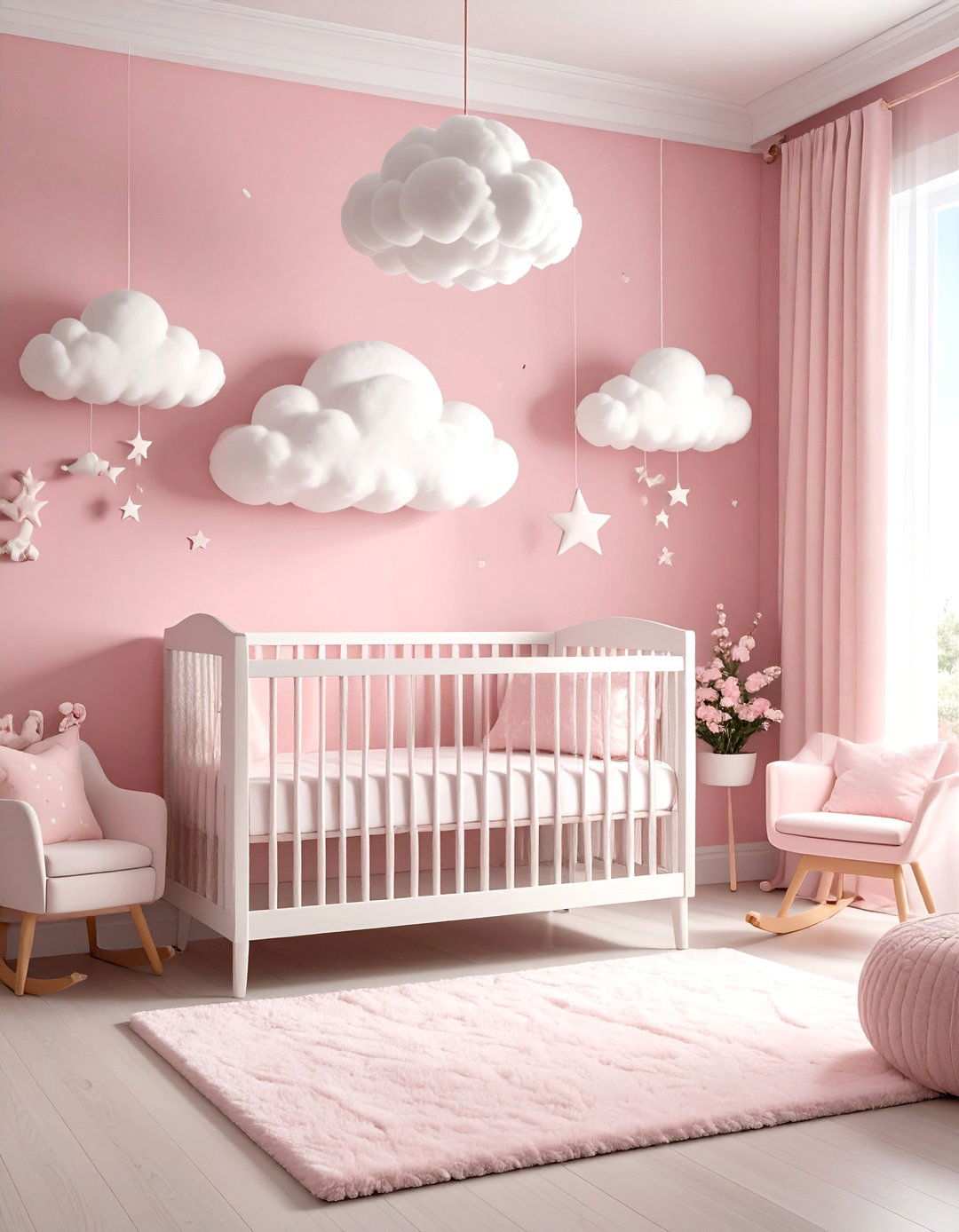 Pink Dreamy Cloud Nursery Design - 24 Pink Nursery Ideas