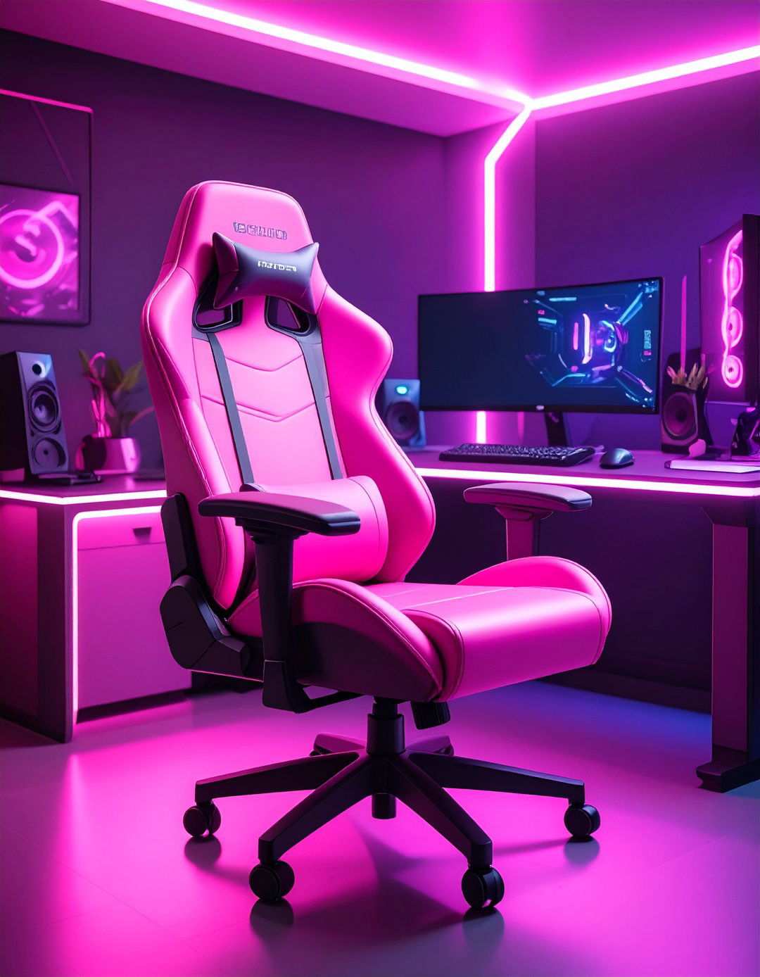 Pink Gaming Chair Command Center - 24 Pink Gaming Setup Ideas