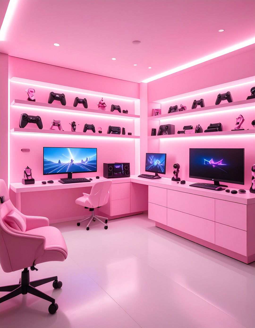 Pink Gaming Collectibles Display Setup - 24 Pink Gaming Setup Ideas