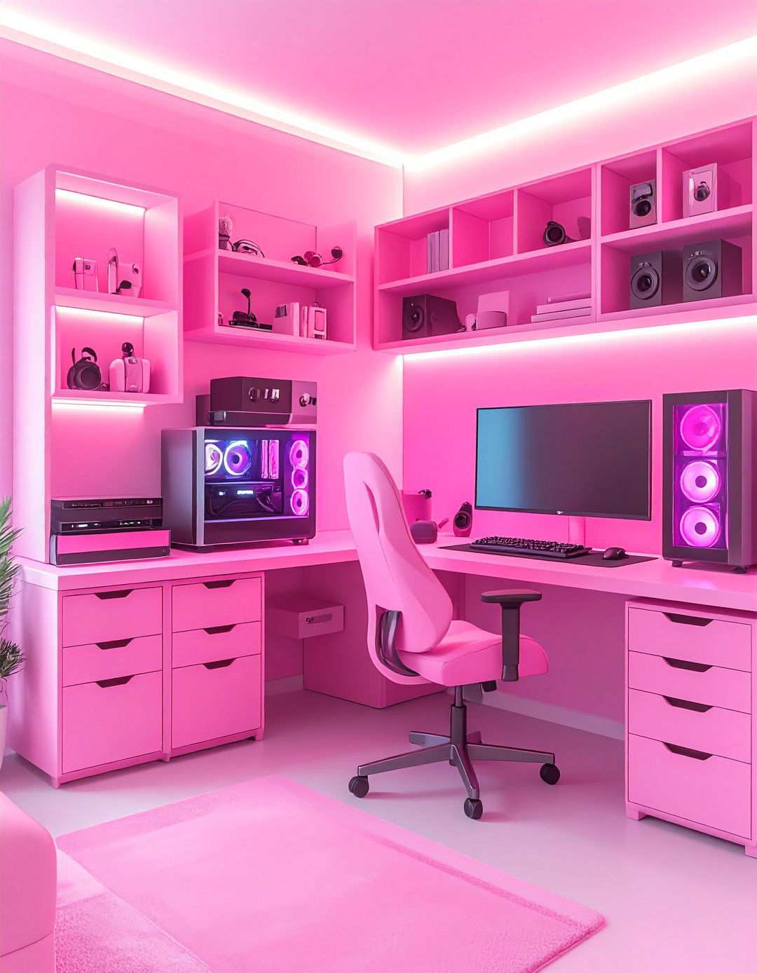 Pink Gaming Storage Organization System - 24 Pink Gaming Setup Ideas