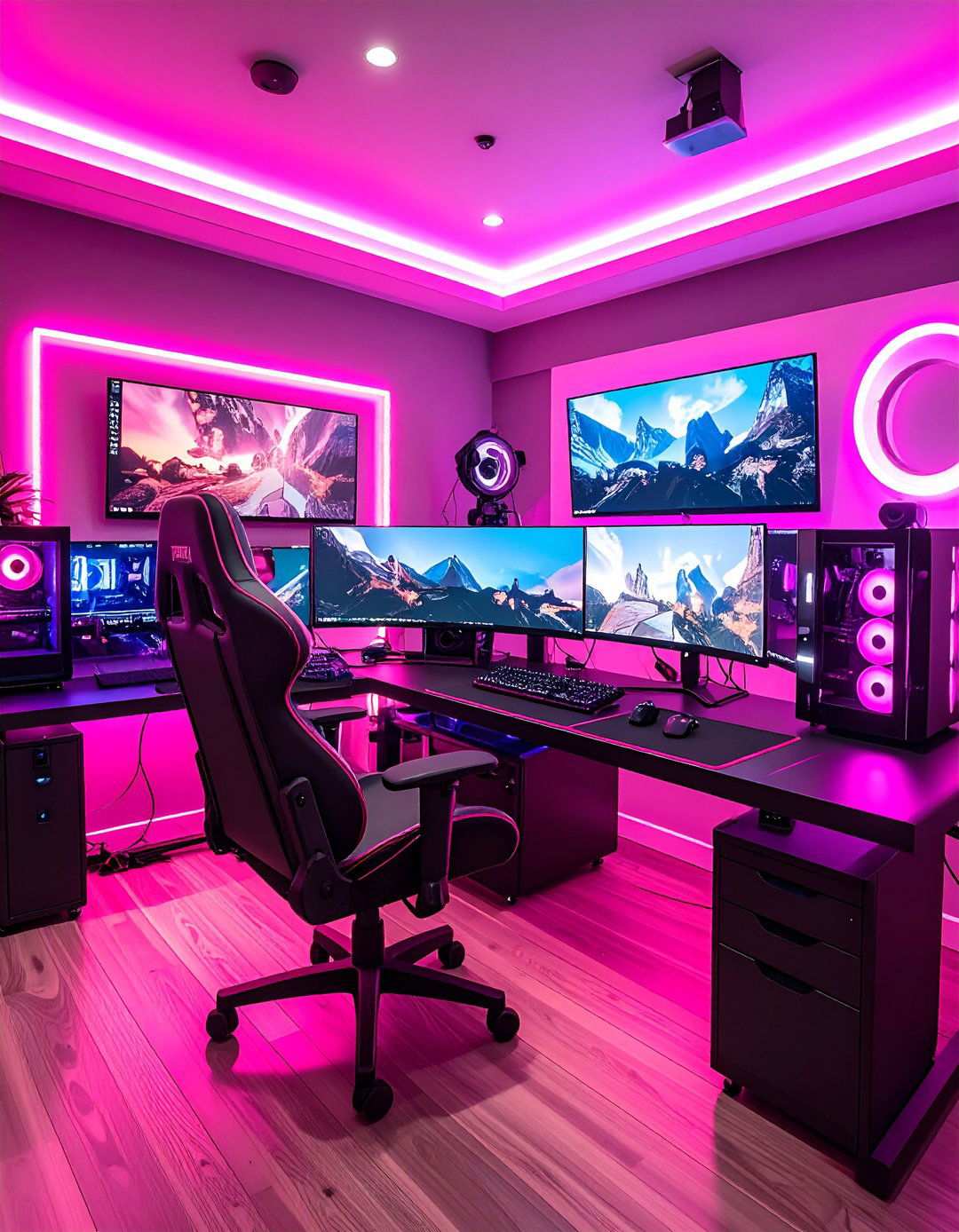 Pink Gaming Streaming Studio - 24 Pink Gaming Setup Ideas