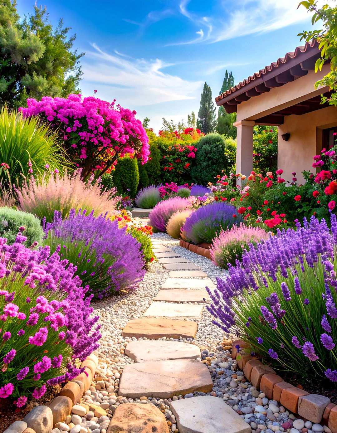 Pink Mediterranean Garden Style - 24 Pink Garden Ideas