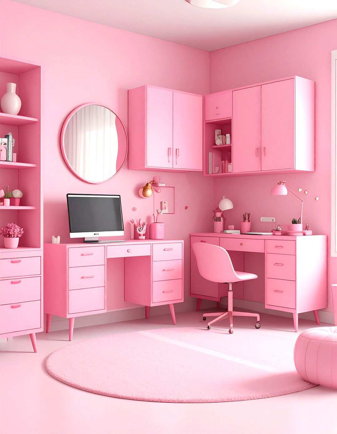 Pink Mid Century Modern Dorm - 24 Pink Dorm Room Ideas