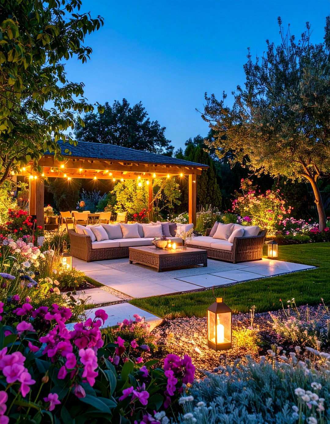 Pink Moonlight Garden Evening - 24 Pink Garden Ideas