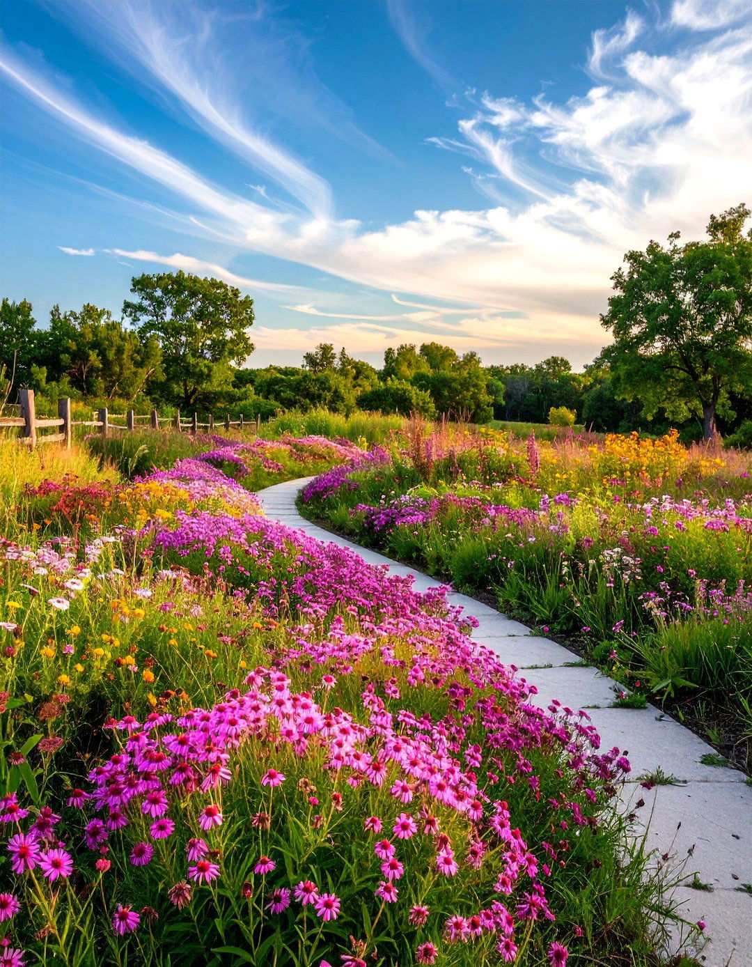 Pink Prairie Border Naturalized - 24 Pink Garden Ideas