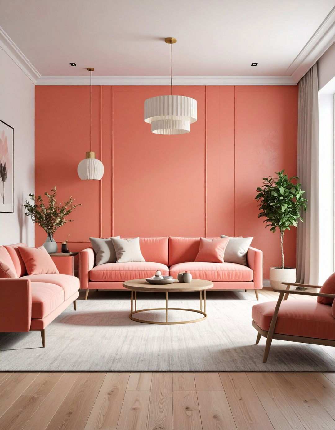 Pink Statement Wall Drama - 24 Pink Living Room Ideas
