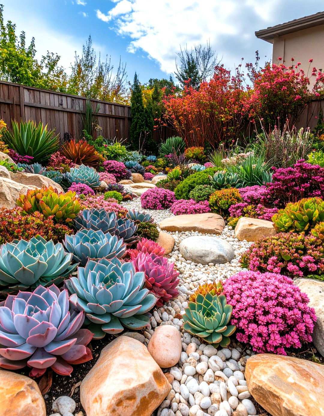 Pink Succulent Rock Garden - 24 Pink Garden Ideas