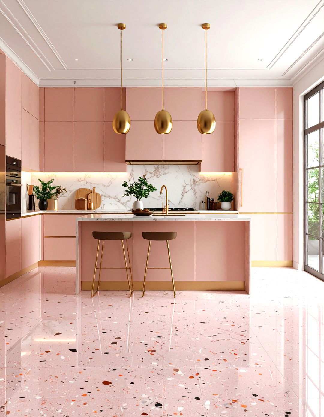 Pink Terrazzo Kitchen Floors - 24 Terrazzo Kitchen Floor Ideas