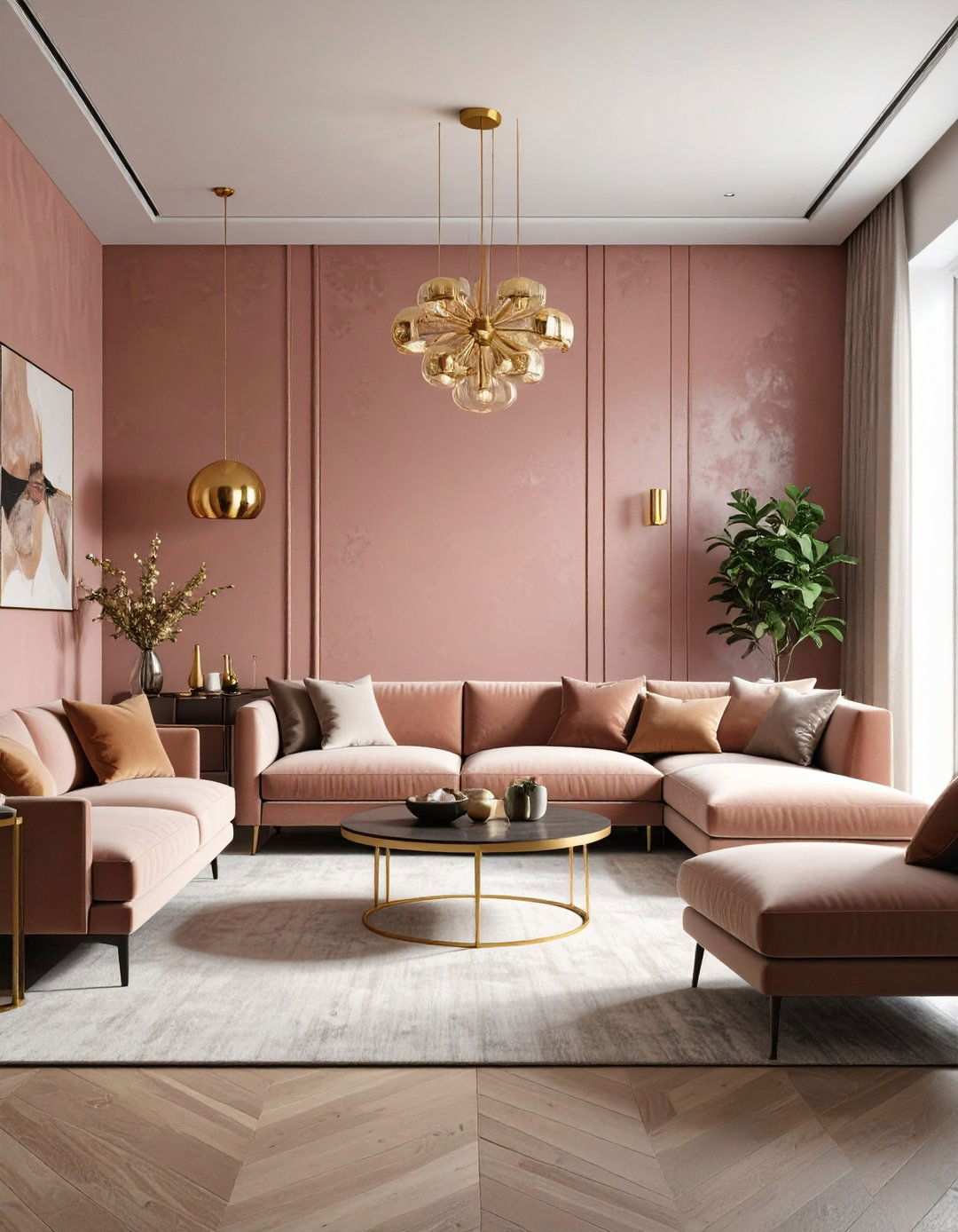 Pink Textured Accent Walls - 24 Pink Living Room Ideas