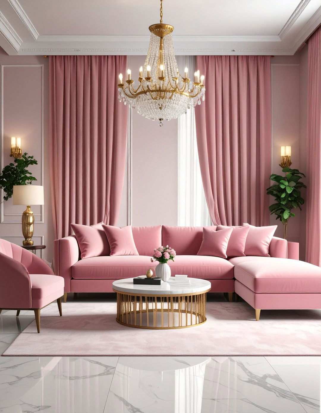 Pink Velvet Luxury Lounge - 24 Pink Living Room Ideas