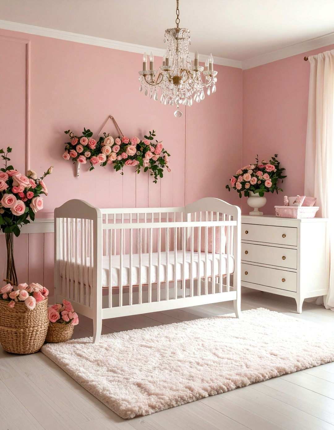 Pink Vintage Rose Garden Nursery - 24 Pink Nursery Ideas