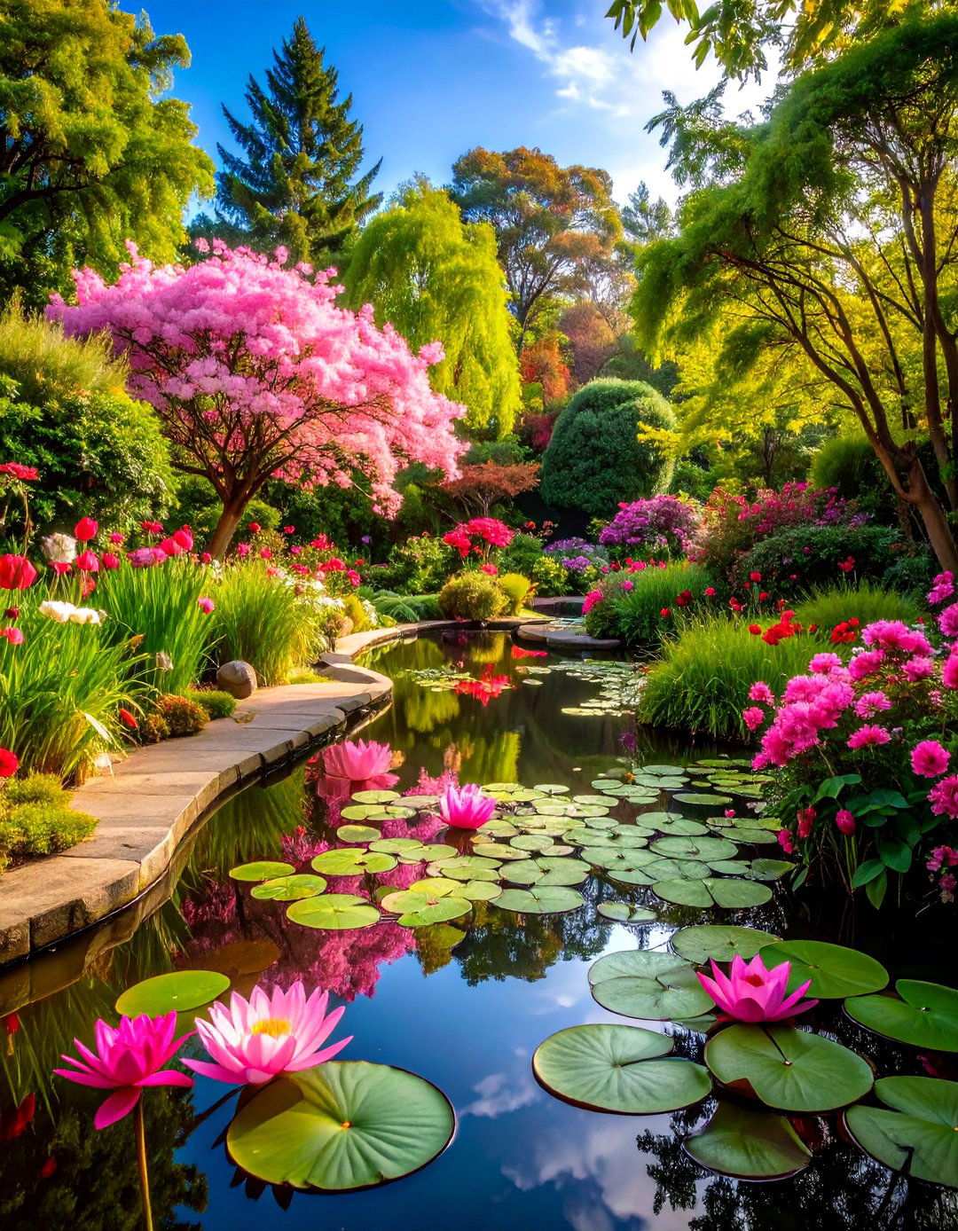 Pink Water Garden Oasis - 24 Pink Garden Ideas