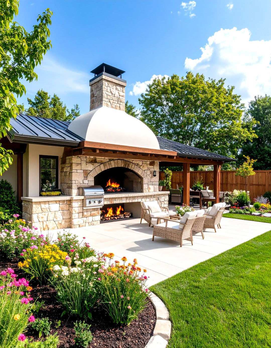 Pizza Oven and Fireplace Combination Design - 24 Rustic Outdoor Fireplace Ideas