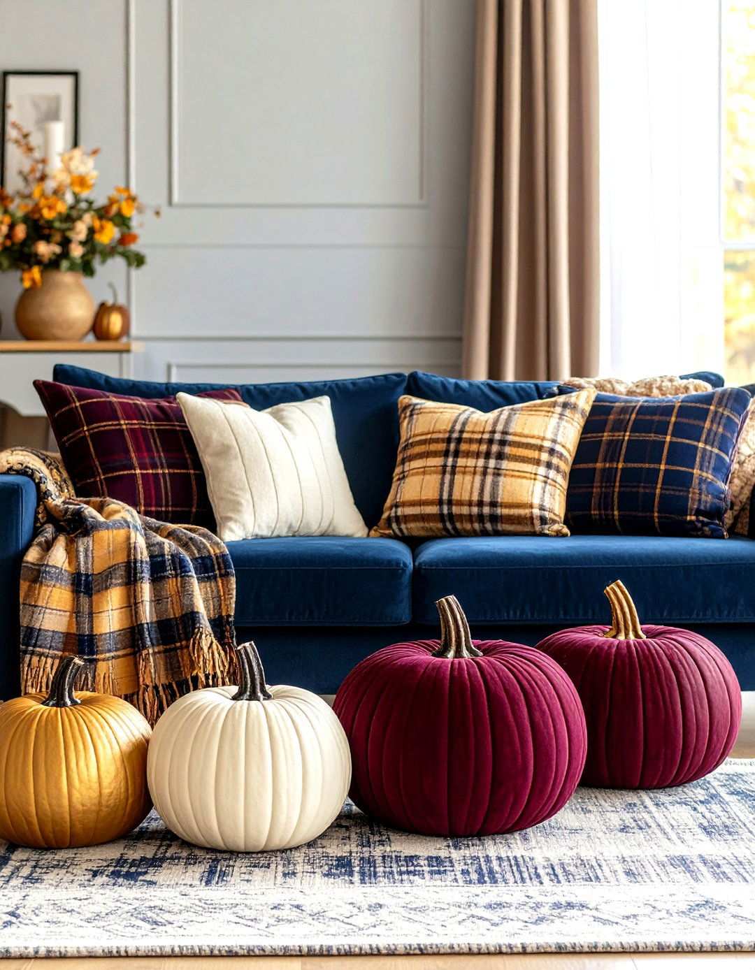 Plaid Fabric Pumpkin Collection - 24 Pumpkin Decor Ideas