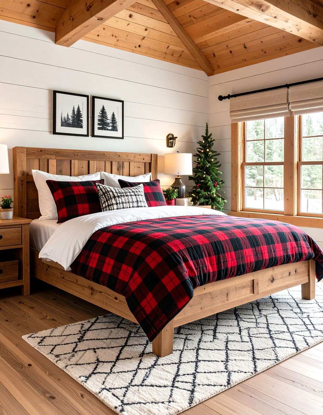 Plaid Pattern Bedroom - 24 Western Bedroom Ideas