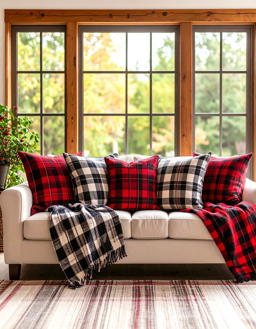 Plaid Pattern Comfort Zone - 24 Small Rustic Living Room Ideas