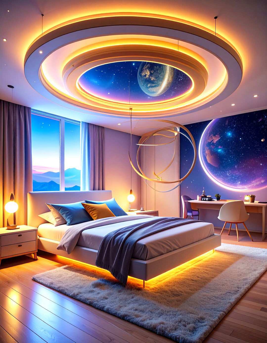 Planetary Ring System - 24 Space-themed Room Ideas