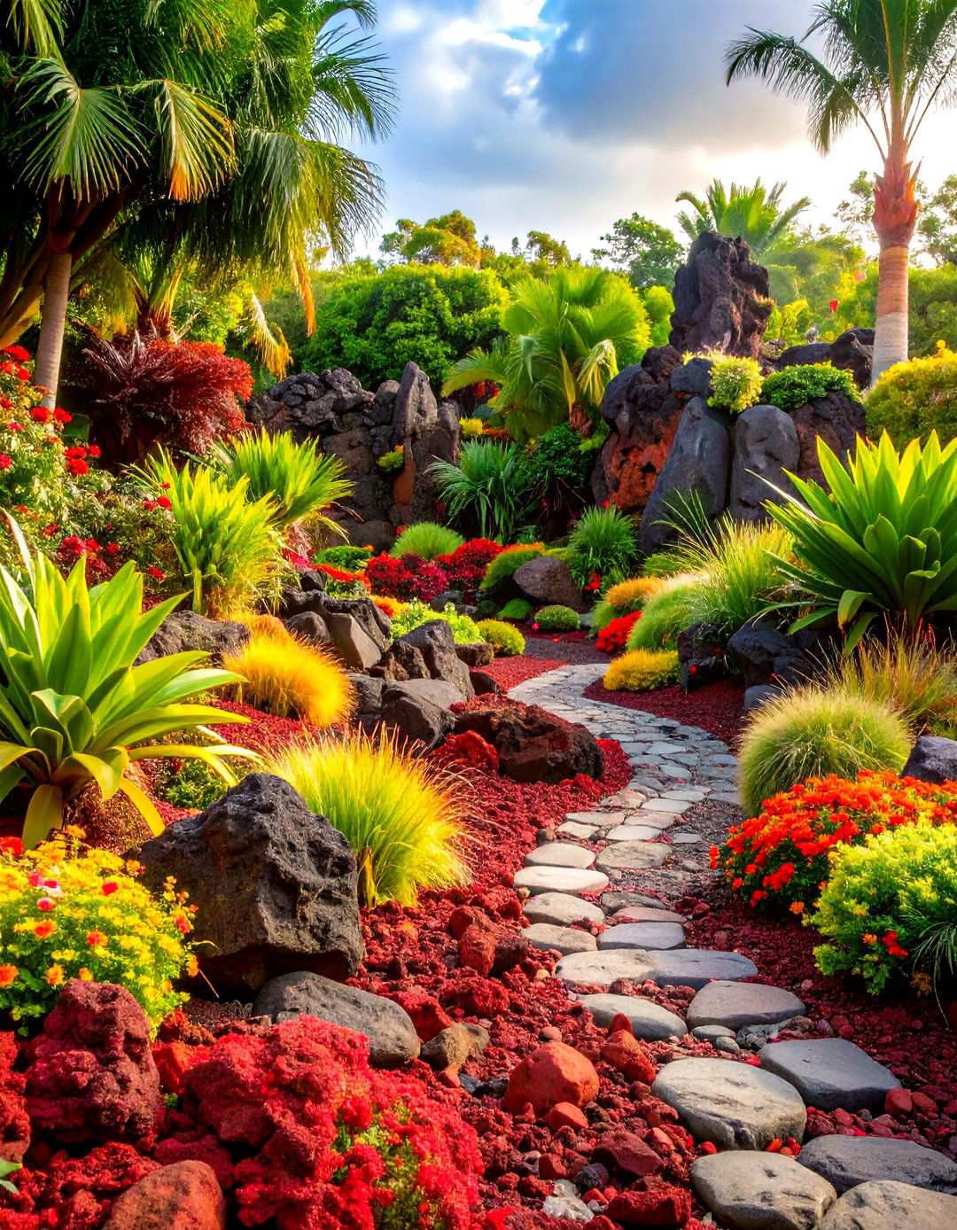 Plant Bed Accent Features - 24 Red Lava Rock Landscaping Ideas