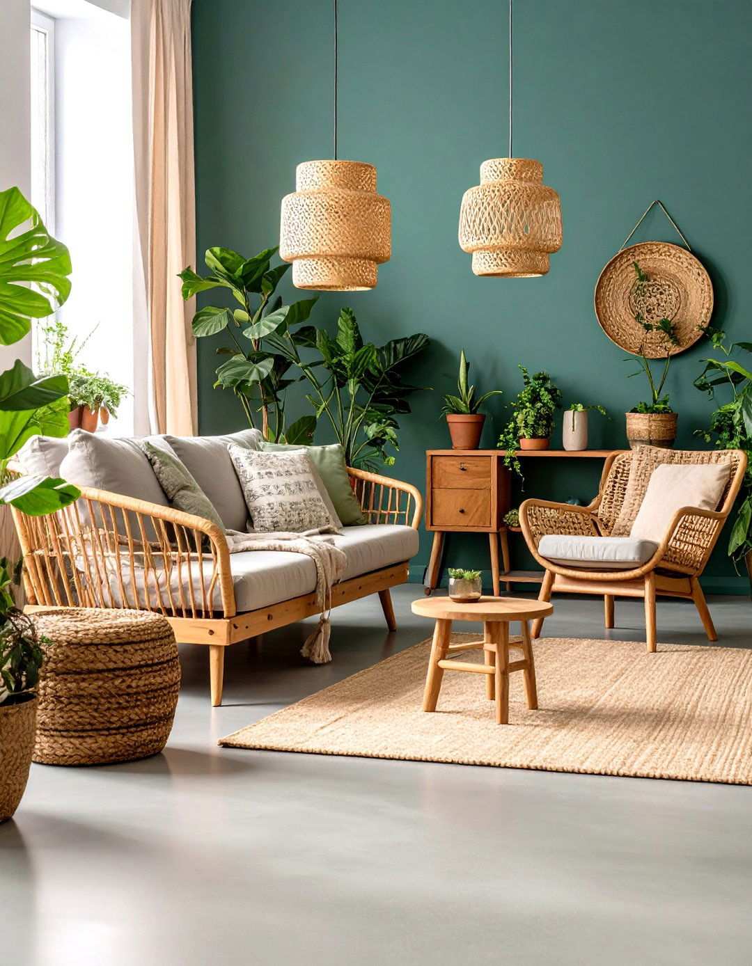 Plant Integration Concrete Softening - 24 Rustic Concrete Floor Living Room Ideas