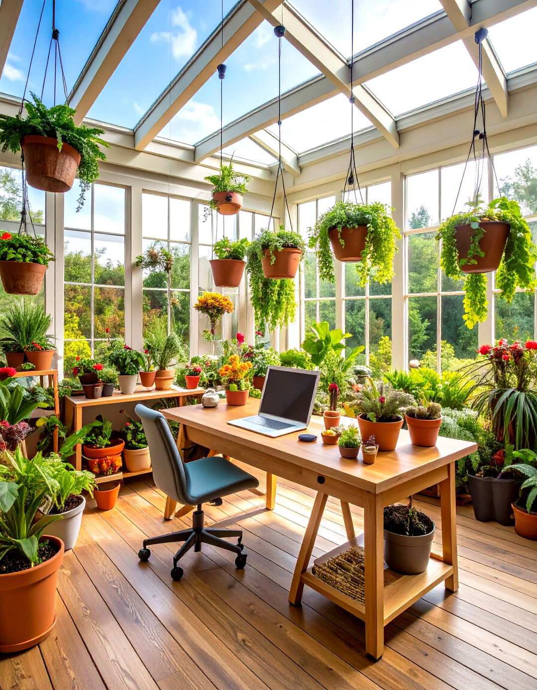 Plant Lover Sunroom Office - 24 Sunroom Office Ideas