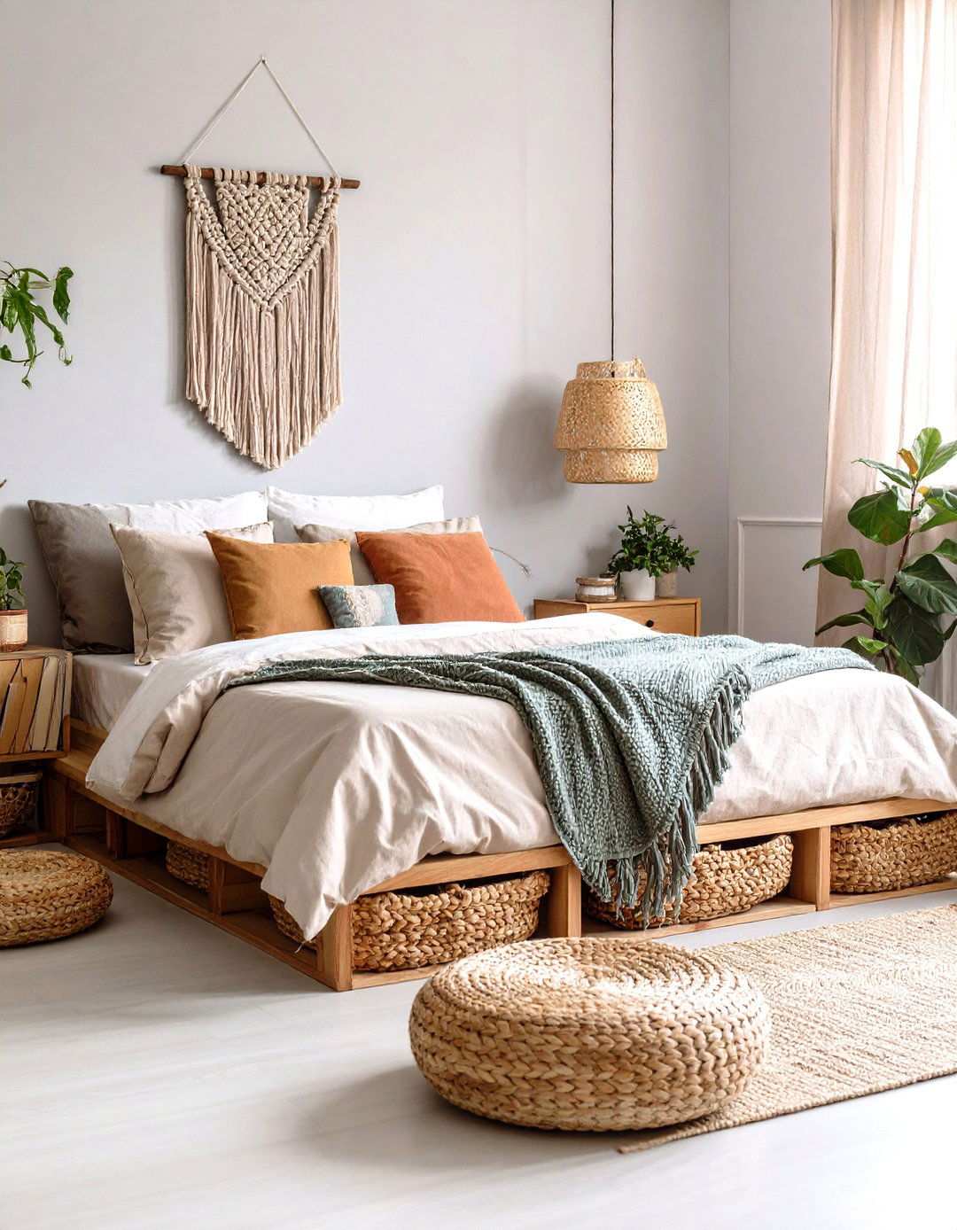 Platform Bed with Hidden Storage - 24 Small Boho Bedroom Ideas
