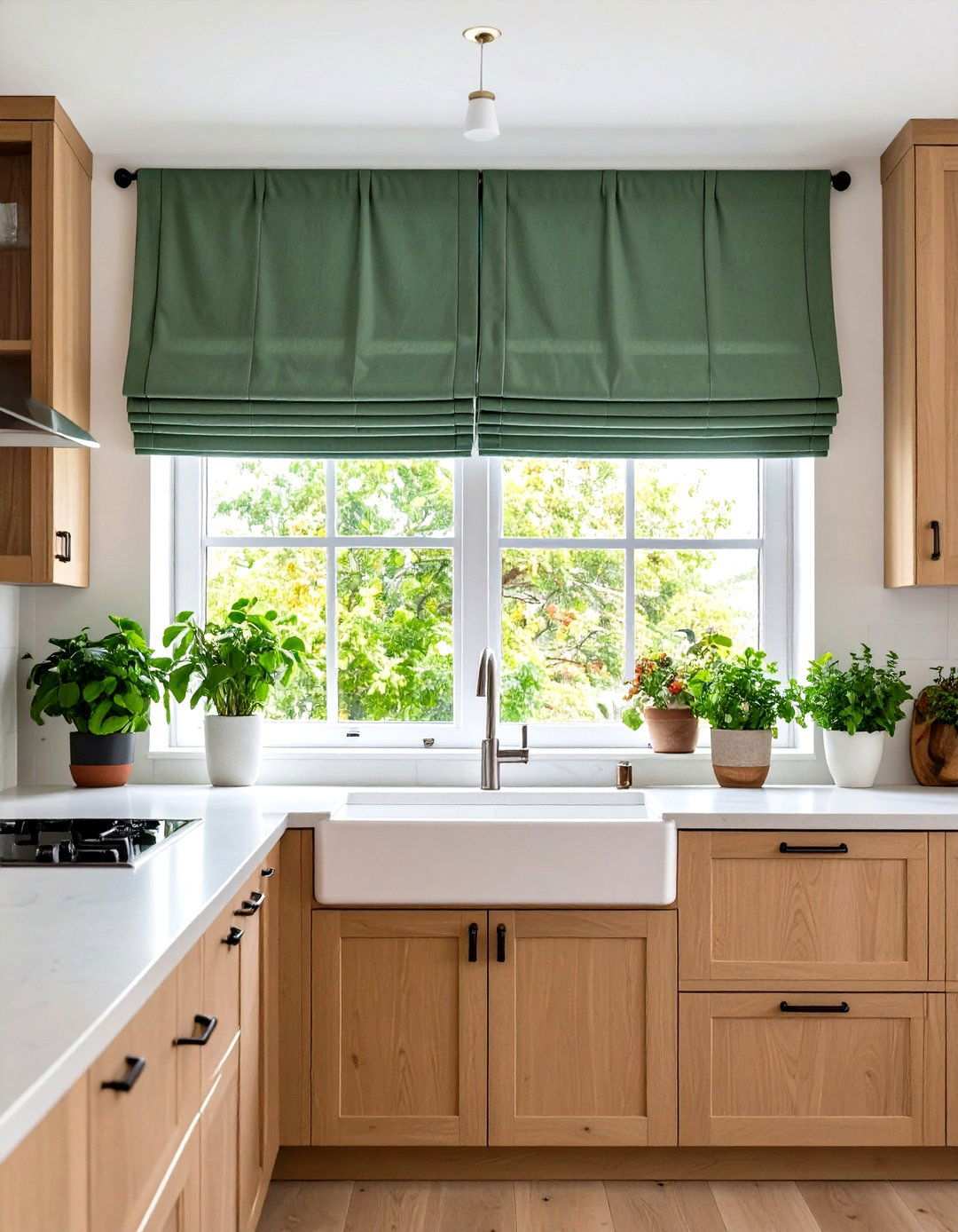 Pleated Kitchen Valance with Structured Tailoring - 24 Kitchen Valance Ideas