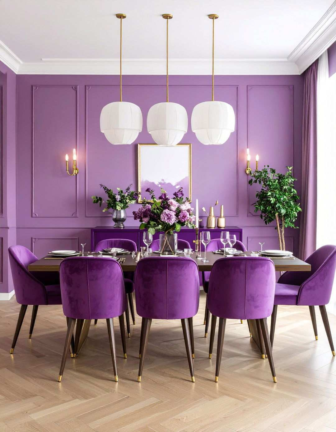 Plum Colored Dining Room Buffet - 24 Purple Dining Room Ideas